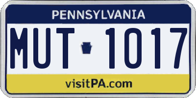 PA license plate MUT1017