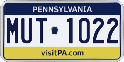 PA license plate MUT1022