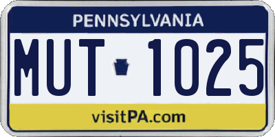 PA license plate MUT1025
