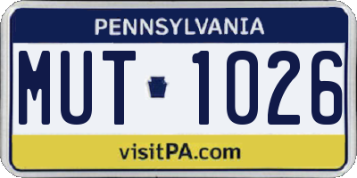 PA license plate MUT1026
