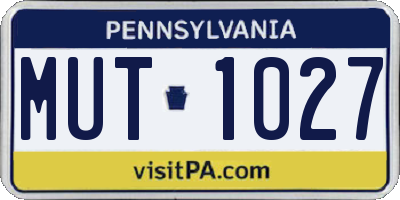 PA license plate MUT1027