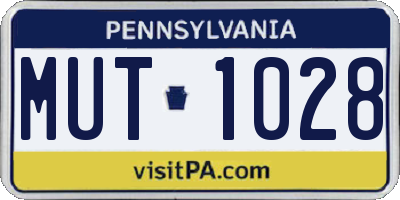 PA license plate MUT1028