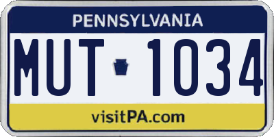 PA license plate MUT1034