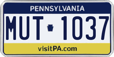PA license plate MUT1037