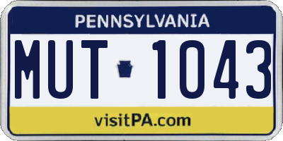 PA license plate MUT1043