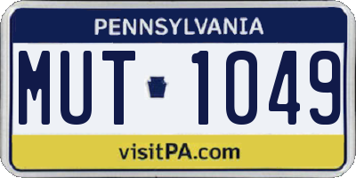 PA license plate MUT1049