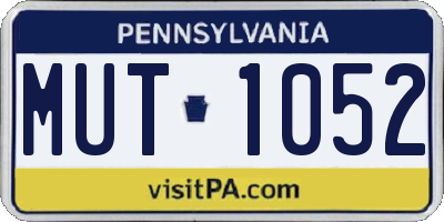 PA license plate MUT1052
