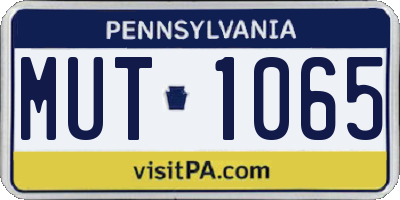 PA license plate MUT1065