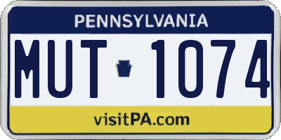 PA license plate MUT1074