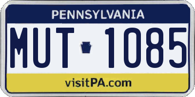 PA license plate MUT1085