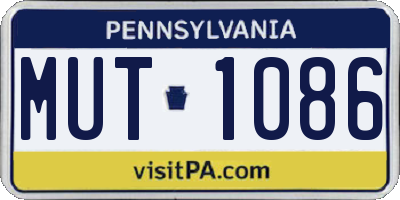PA license plate MUT1086