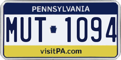 PA license plate MUT1094