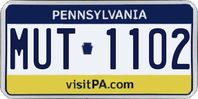 PA license plate MUT1102
