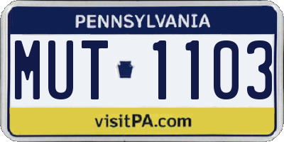 PA license plate MUT1103