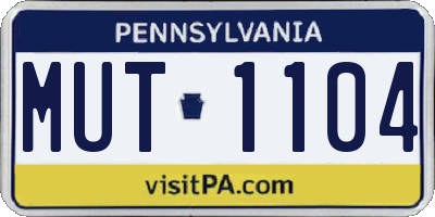 PA license plate MUT1104