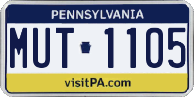 PA license plate MUT1105