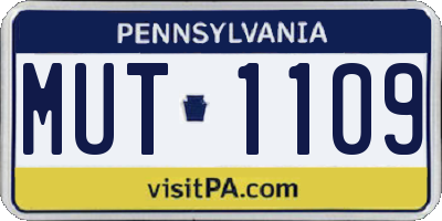 PA license plate MUT1109