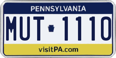 PA license plate MUT1110