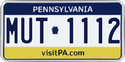 PA license plate MUT1112
