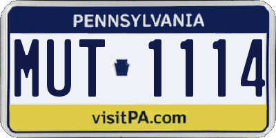 PA license plate MUT1114
