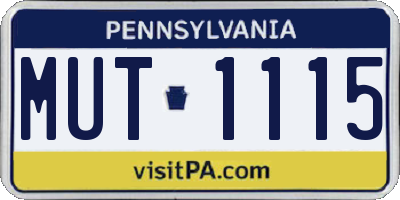 PA license plate MUT1115