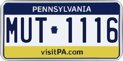 PA license plate MUT1116