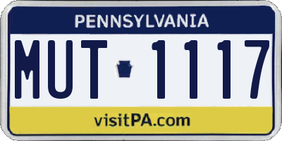PA license plate MUT1117