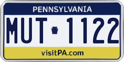 PA license plate MUT1122