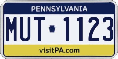 PA license plate MUT1123