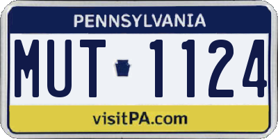 PA license plate MUT1124