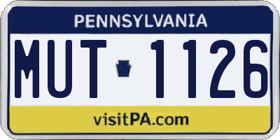 PA license plate MUT1126