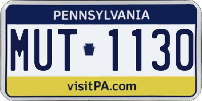 PA license plate MUT1130