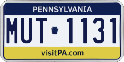 PA license plate MUT1131