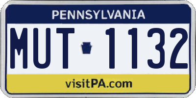 PA license plate MUT1132