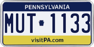 PA license plate MUT1133