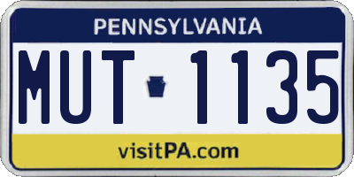 PA license plate MUT1135