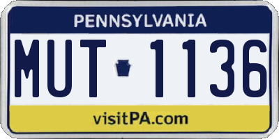 PA license plate MUT1136