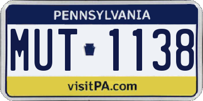 PA license plate MUT1138