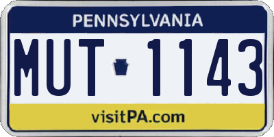 PA license plate MUT1143