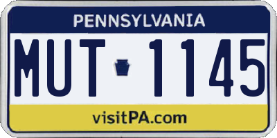 PA license plate MUT1145