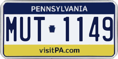 PA license plate MUT1149