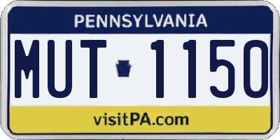 PA license plate MUT1150