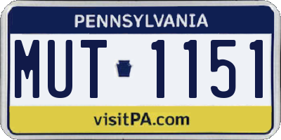 PA license plate MUT1151