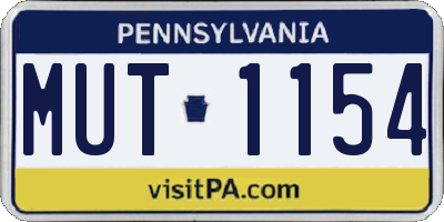 PA license plate MUT1154