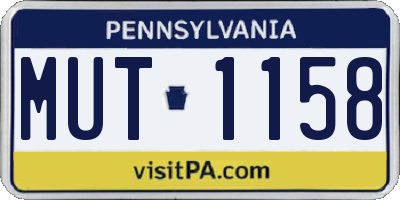 PA license plate MUT1158