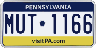 PA license plate MUT1166