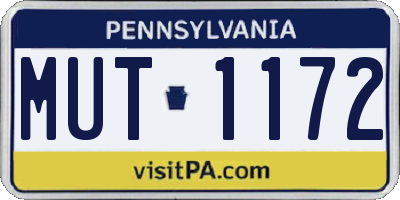PA license plate MUT1172