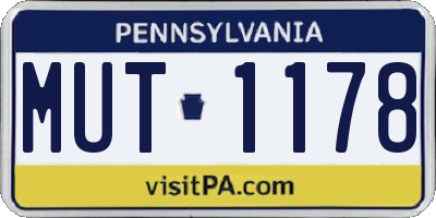 PA license plate MUT1178