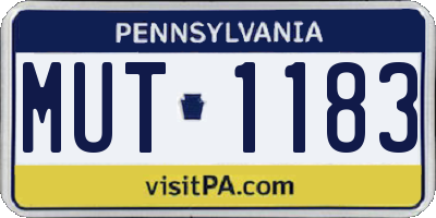 PA license plate MUT1183