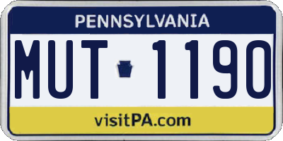 PA license plate MUT1190
